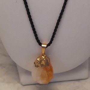 Raw Citrine Pendant on a Silk Chord